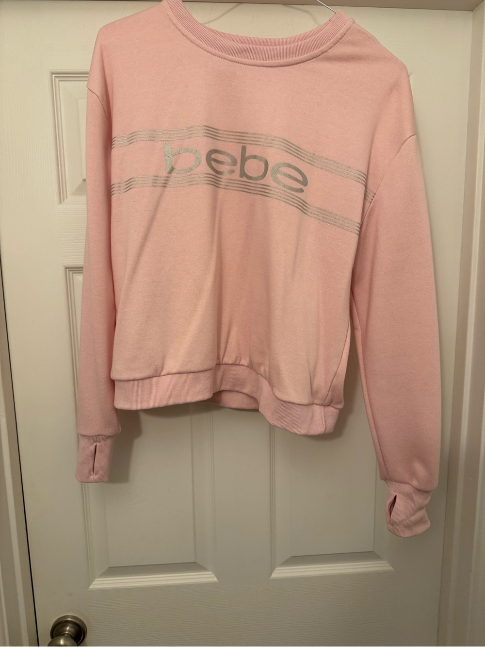 Bebe Light Pink Metallic Logo Sweatshirt